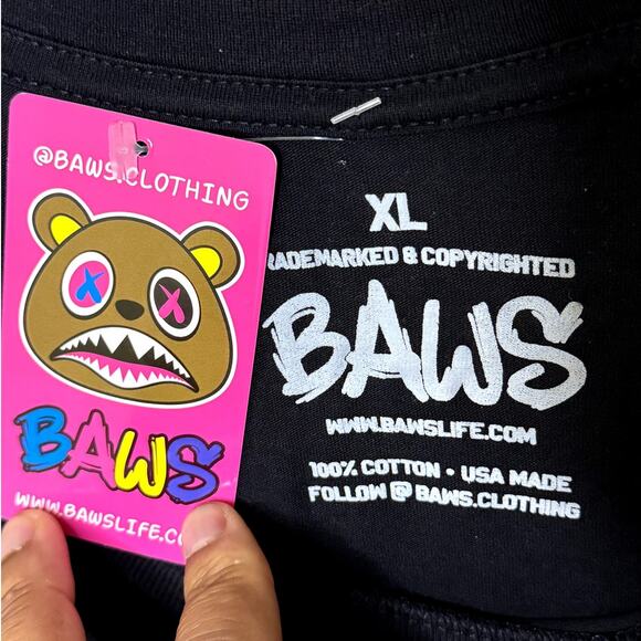 **NWT** BAWS MEN'S BLACK/BLUE/YELLOW CREW NECK SHORT SLEEVE T-SHIRT SIZE XL - Picture 5 of 7